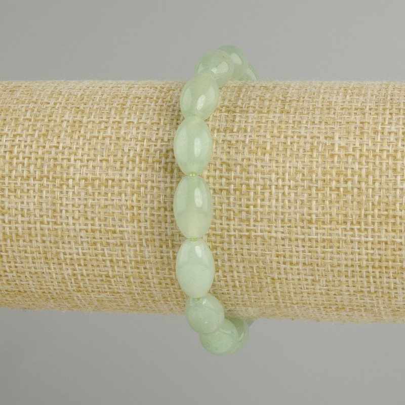 Bransoletka z jadeitu ziarenko, średnica 12,5×8 mm, długość 18 cm, elastyczna