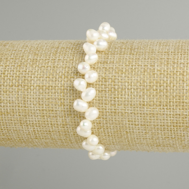 Bransoletka z pereł rzecznych, średnica 6–7×5 mm, długość 18 cm ±, elastyczna