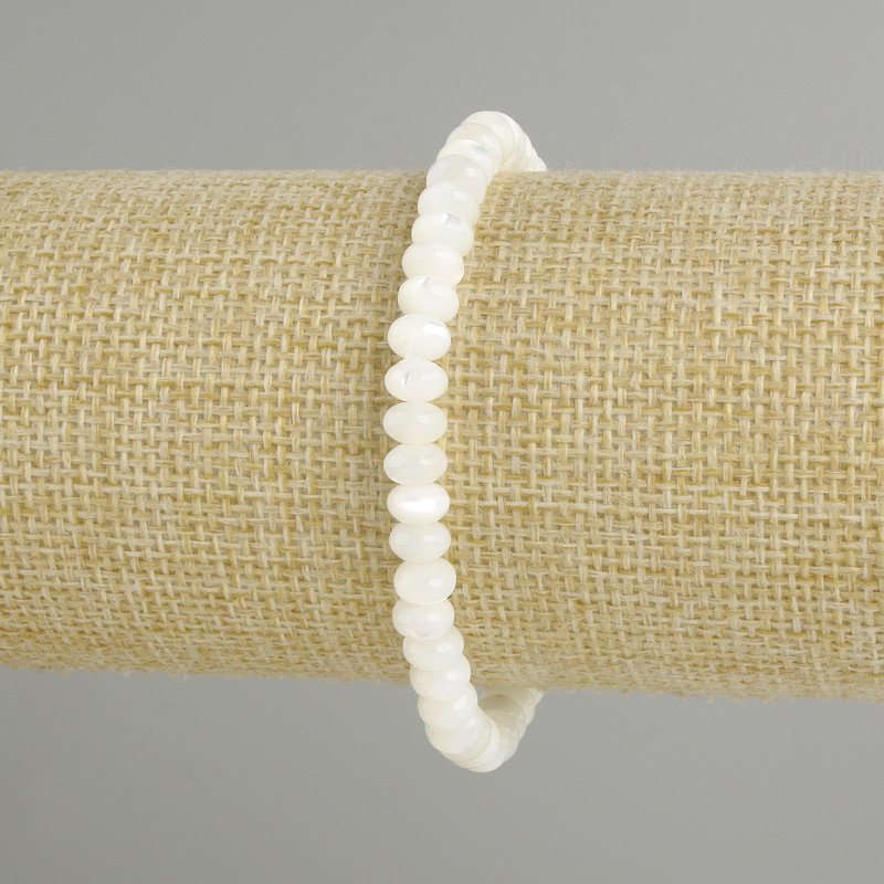 Bransoletka z masy perłowej – rondelki, średnica 6×4 mm, długość 18 cm, elastyczna