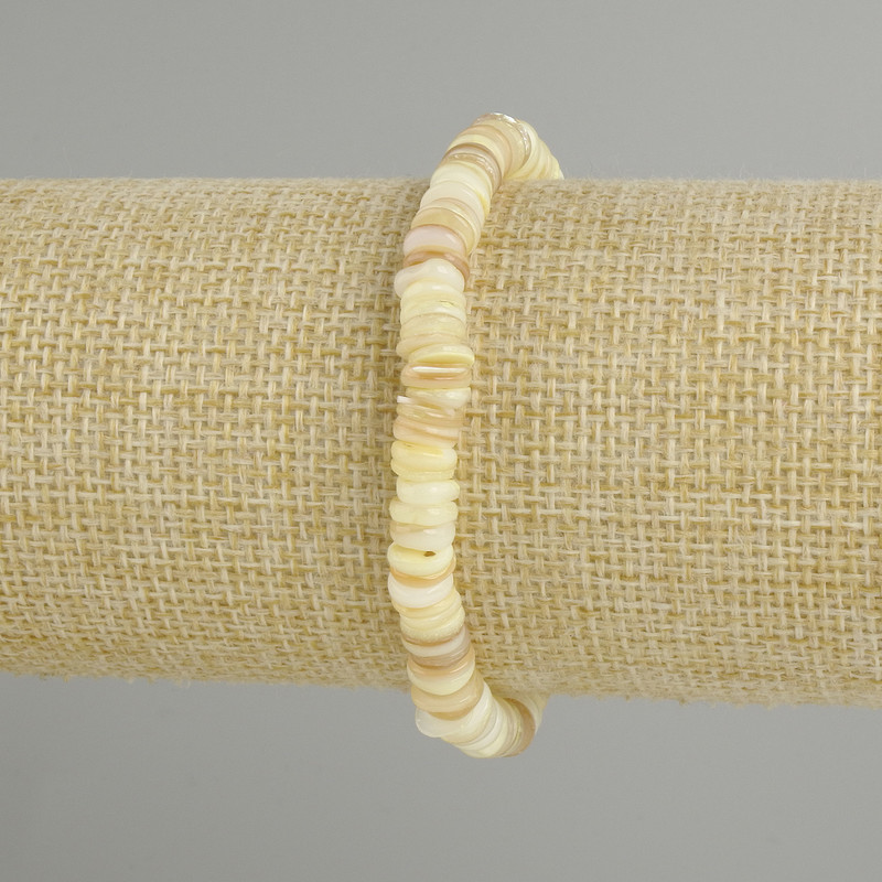 Bransoletka z muszli Skafarka rondel, średnica 6×1,5–2 mm, długość 18 cm, elastyczna
