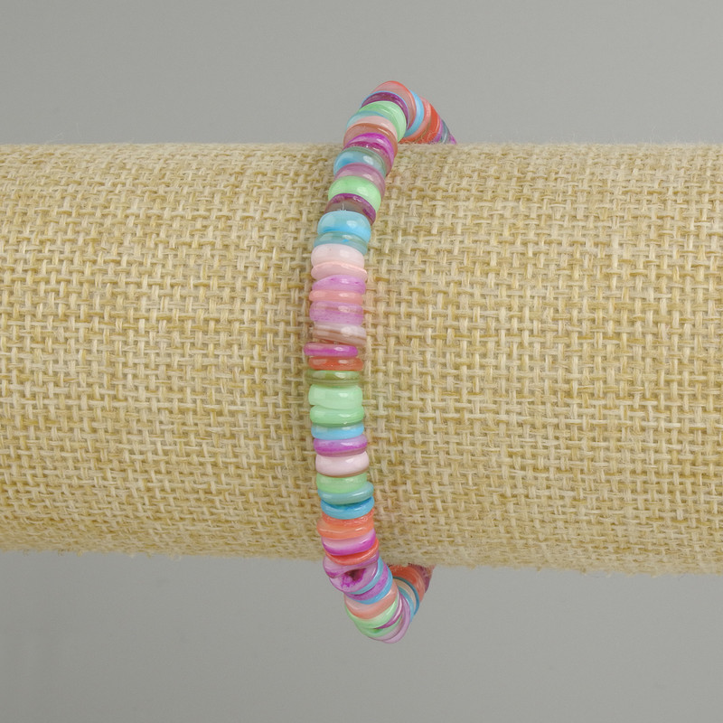 Bransoletka z muszli Skafarka rondel, średnica 6×1,5–2 mm, długość 18 cm, elastyczna