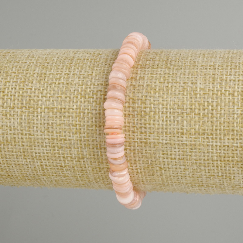 Bransoletka z muszli Skafarka – rondele, średnica 6×1,5–2 mm, długość 18 cm, na elastycznej gumce