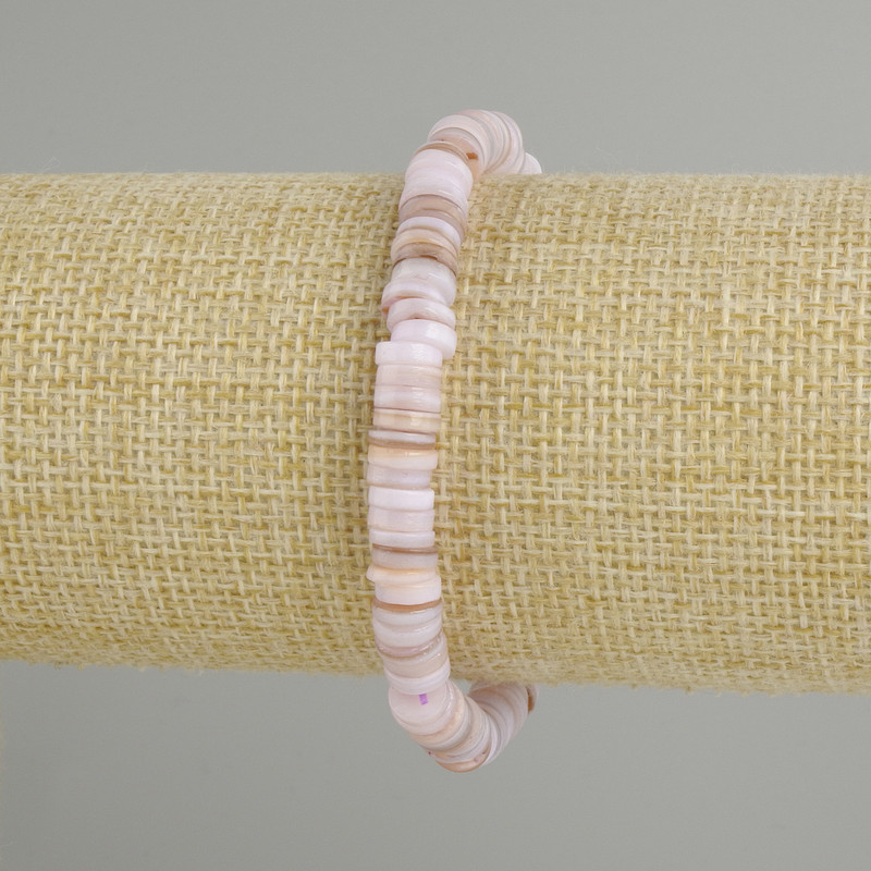 Bransoletka z muszli Skafarka – koralik w kształcie rondla, średnica 6×2 mm, długość 18 cm, elastyczna