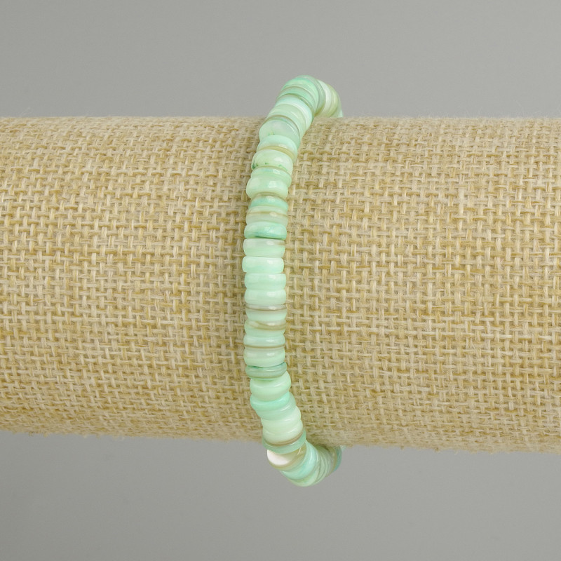 Bransoletka z muszli Skarfarka rondel, średnica 6×1,5 mm, długość 18 cm ± elastyczna