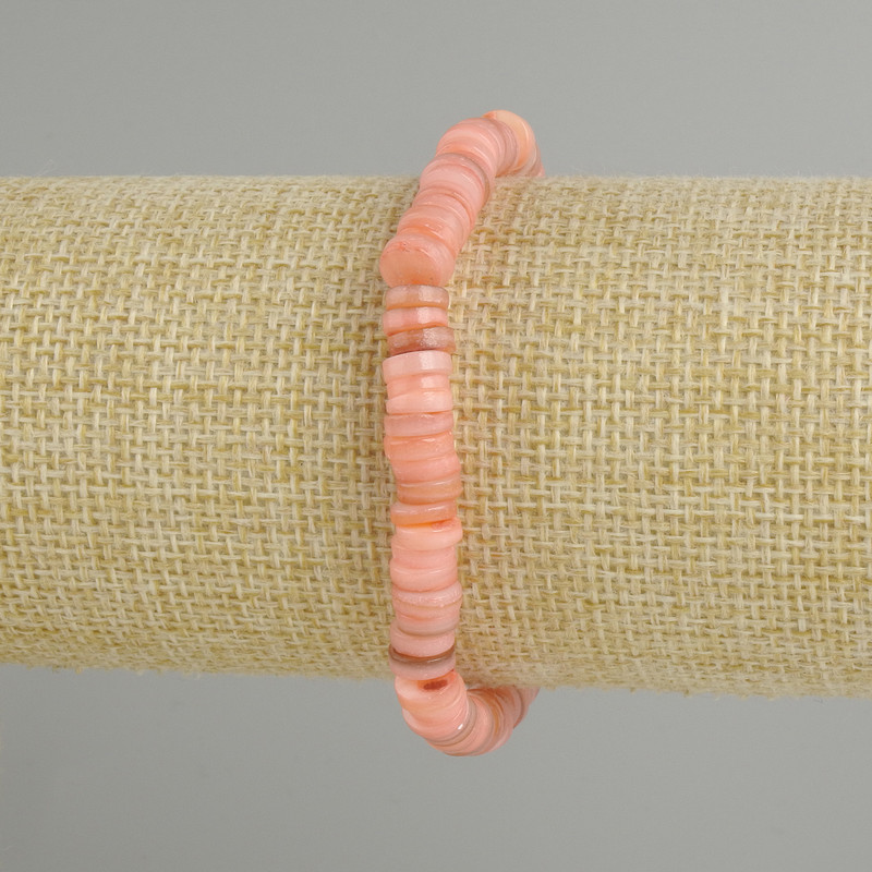 Bransoletka z muszli Skafarka rondel, średnica 6x2 mm, długość 18 cm, elastyczna
