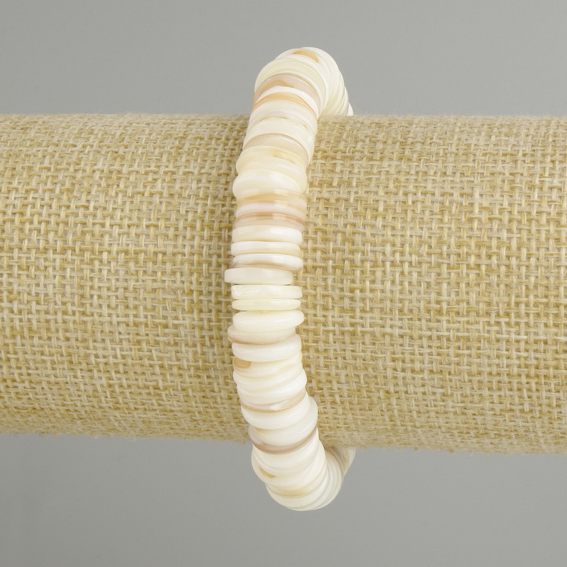 Bransoletka z muszli Skafarka rondel, średnica 10×2 mm, długość 18 cm, elastyczna