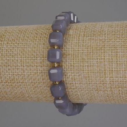 Bransoletka z dymnego agatu, fasetowane kostki 8×8 mm, koraliki 3 mm, długość 18 cm, na elastycznej gumce