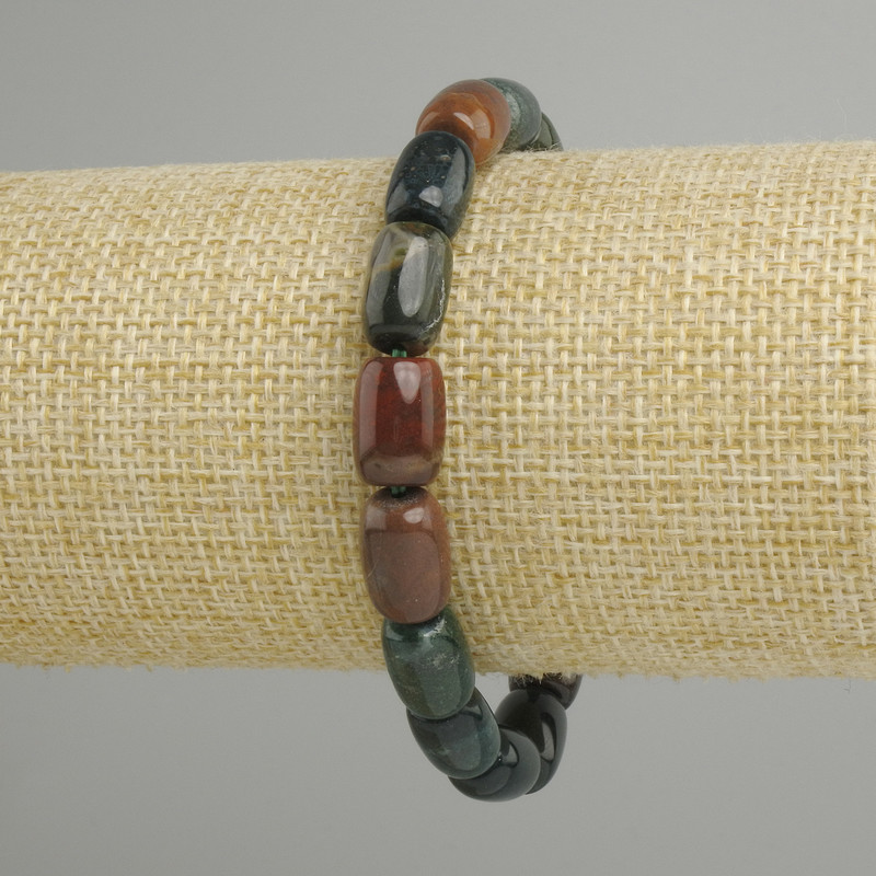 Bransoletka z jaspisu baryłkowego, średnica 12×8 mm +-, długość 18 cm +- elastyczna