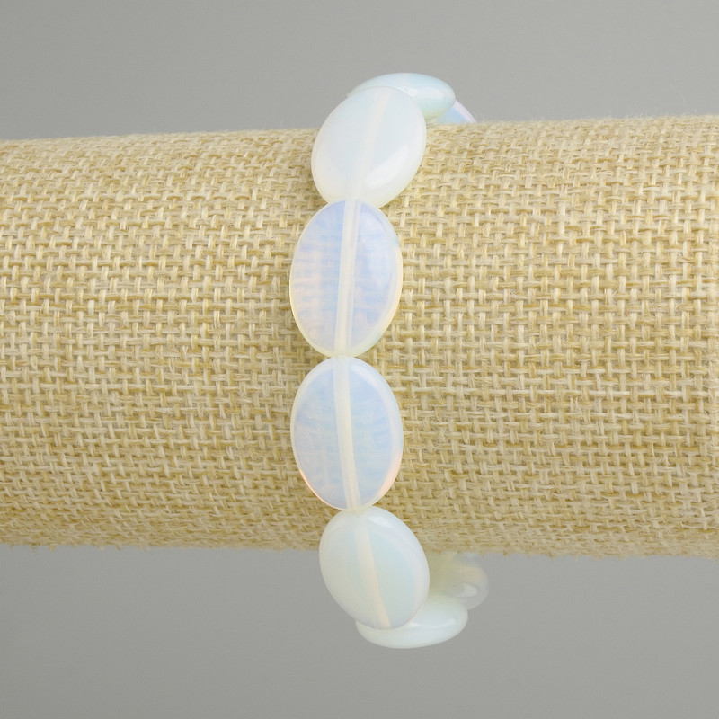 Bransoletka z opalitowym kamieniem księżycowym, średnica 18×13 mm ±, długość 18 cm ±, na elastycznej gumce