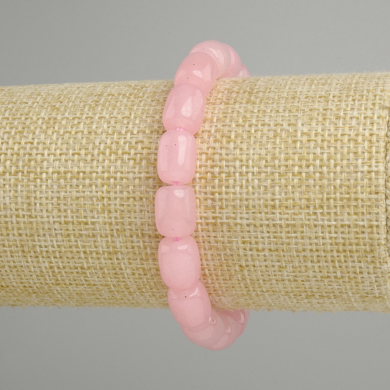 Bransoletka z różowego kwarcu barilo, średnica 11×8 mm, 5 mm ±, długość 18 cm ±, na elastycznej bazie