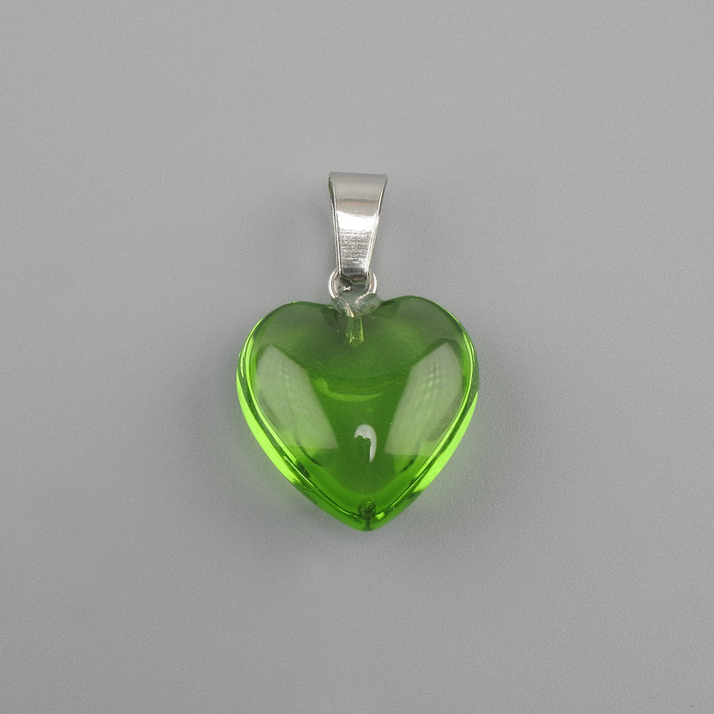 Wisiorek Serce z barwionego szkła 16x16x25 mm+