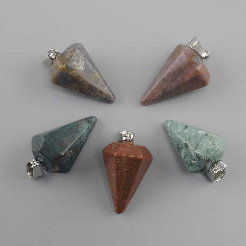 Wisiorek – Wahadło z agatu mechowego 28×20×14 mm+
