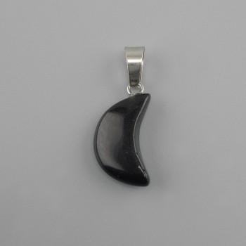 Wisiorek agat czarny w kształcie księżyca 11×18×5×28 mm+