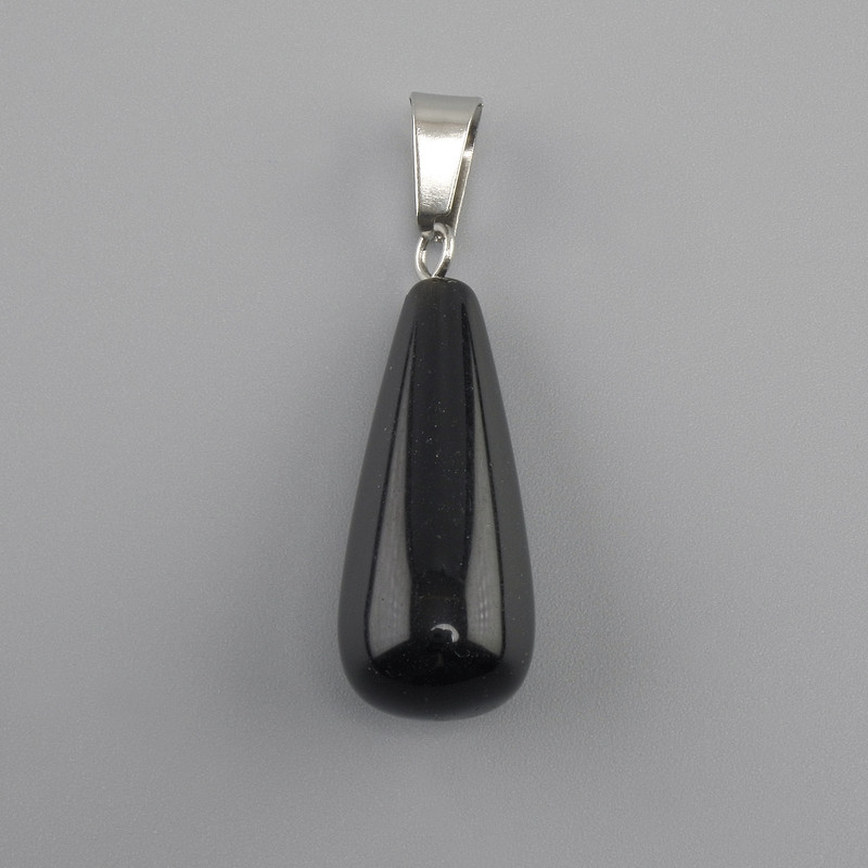 Wisiorek Kropla czarny agat 10×26×36 mm+