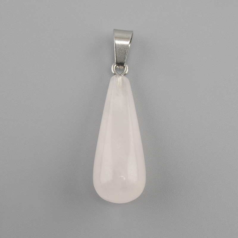 Wisiorek Kropla z różowego kwarcu 10×26×36 mm+