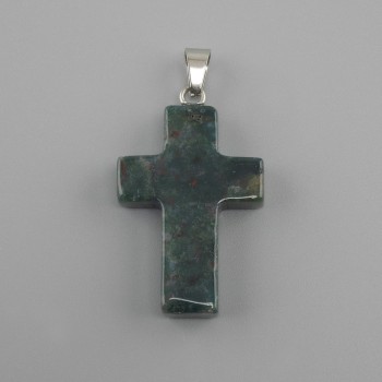 Wisiorek Krzyż z agat mechowy 18×26×34 mm+