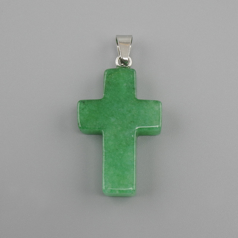 Wisiorek «Krzyż» z chryzoprazem 18×26×34 mm+