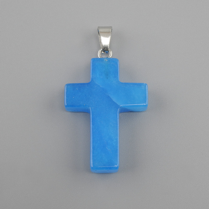 Wisiorek-krzyż z akwamaryną 18×26×34 mm+