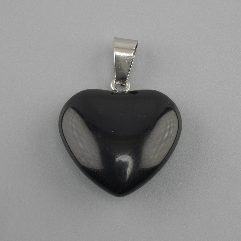 Wisiorek Serce z czarnego agatu 20×20×28 mm+