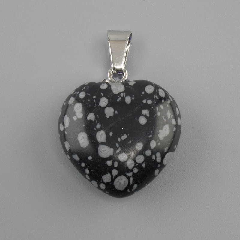 Wisiorek Serce ze śnieżnego obsydianu 20×20×28 mm+
