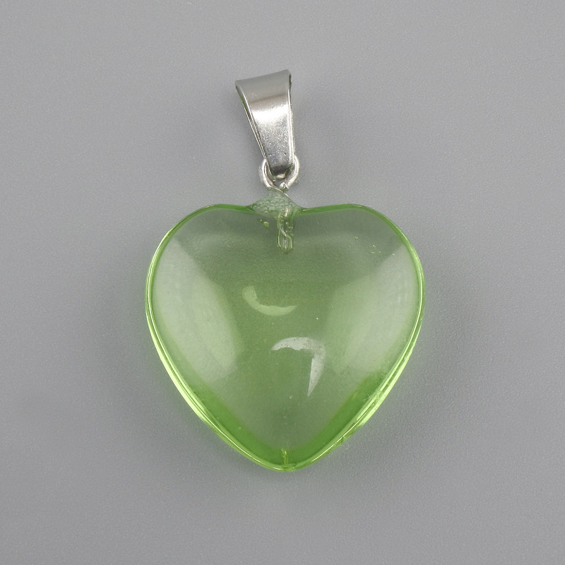 Wisiorek Serce z barwionego szkła 20×20×6×30 mm+