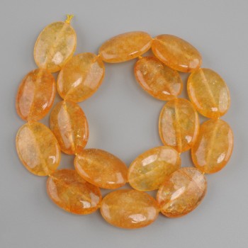Kamienie koralikowe cytryn, owalny kształt, średnica 25×18 mm, długość sznura 39 cm