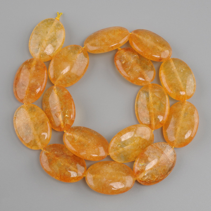 Kamienie koralikowe cytryn, owalny kształt, średnica 25×18 mm, długość sznura 39 cm