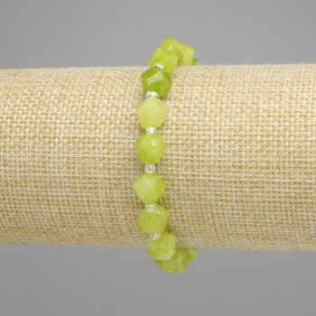 Bransoletka Chrizo-lit Olivin oszlifowany rombik, średnica 7-8×7-7,5mm+ bądź 3mm+ czesanki, długość 18cm ± elastyczna