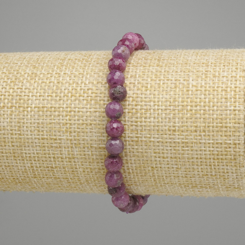 Bransoleta Rubin fasetowana kuleczka, średnica 6 mm, długość 18 cm, elastyczna