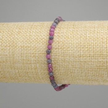 Bransoletka Szafir Rubin fasetowana kulka, średnica 4 mm ±, długość 18 cm ±, elastyczna