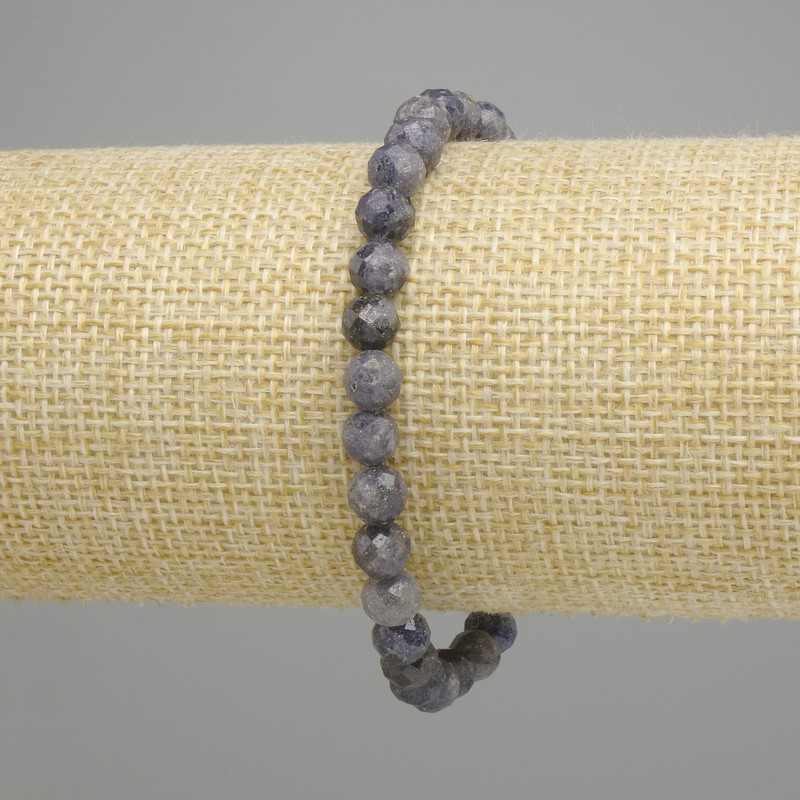 Bransoletka Szafir fasetowany kuleczka, średnica 6mm+-, długość 18cm +- stretch