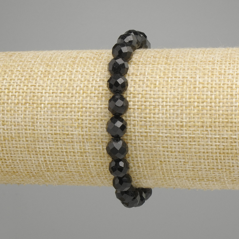 Bransoletka Turmalin karbowane kulki, średnica 7,5 mm, długość 18 cm, elastyczna