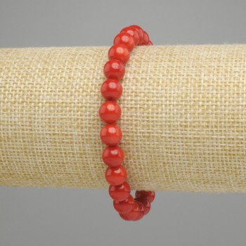 Bransoletka Koral gładka kulka, średnica 7 mm ±, długość 18 cm ±, stretch
