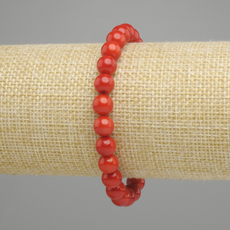Bransoletka Koral gładka kulka, średnica 7 mm ±, długość 18 cm ±, stretch