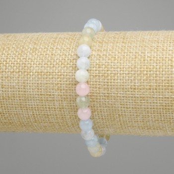 Bransoletka Morganit gładka kuleczka, średnica 6,5 mm, długość 18 cm, elastyczna