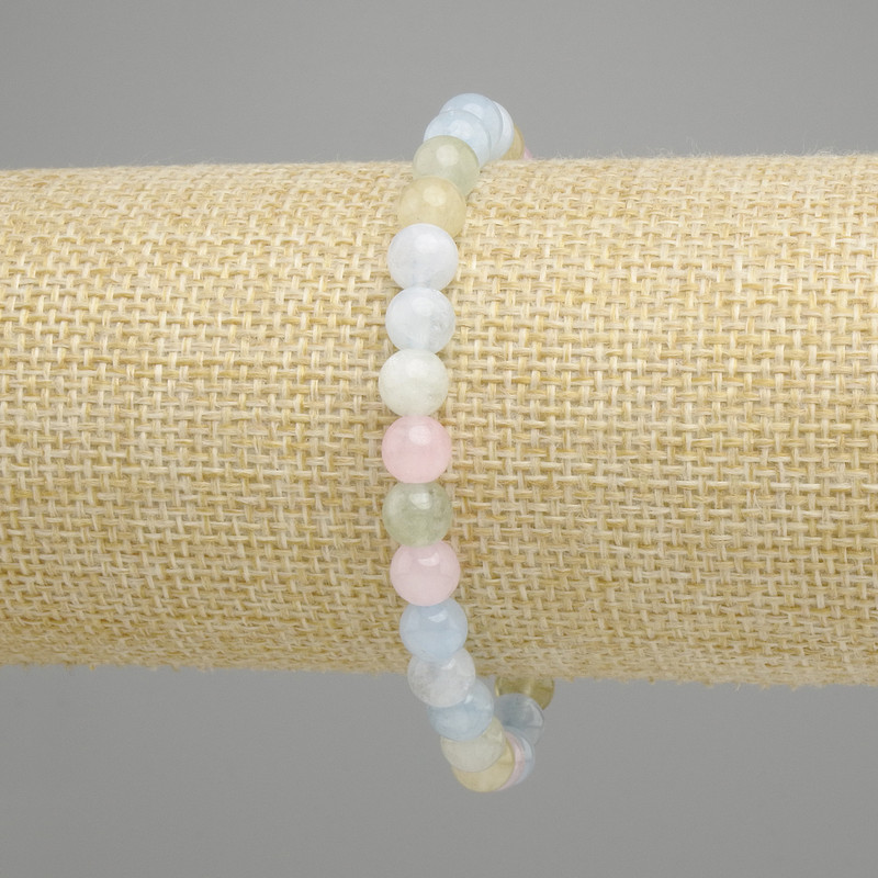 Bransoletka Morganit gładka kuleczka, średnica 6,5 mm, długość 18 cm, elastyczna