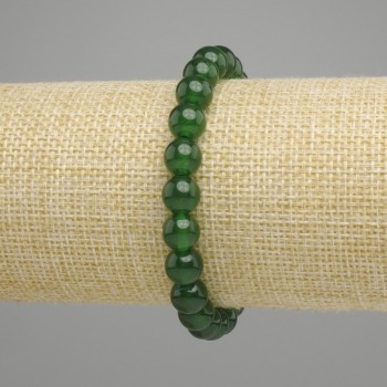 Bransoletka Chryzopraz gładkie kulki, średnica 8mm ±, długość 18cm ±, elastyczna