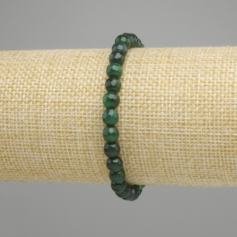 Bransoletka z chalcedonem (chryzopraz) w gebie kulkowej, średnica 6 mm ±, długość 18 cm ±, na elastycznej podstawie