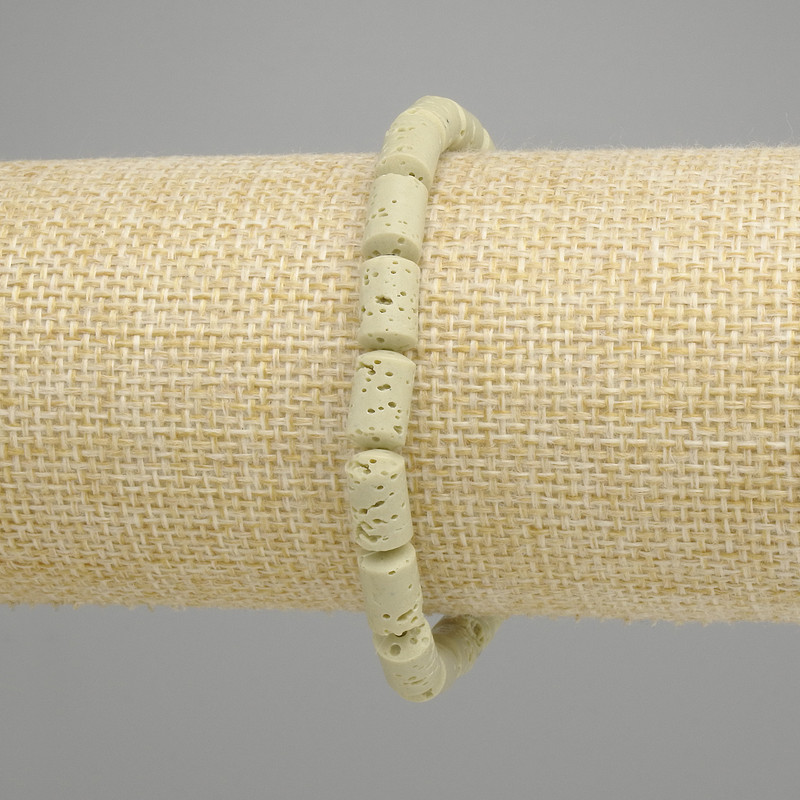 Bransoletka Lawowy Cylinder, średnica 10×6mm±, kolor zielony, długość 18cm ± elastyczna