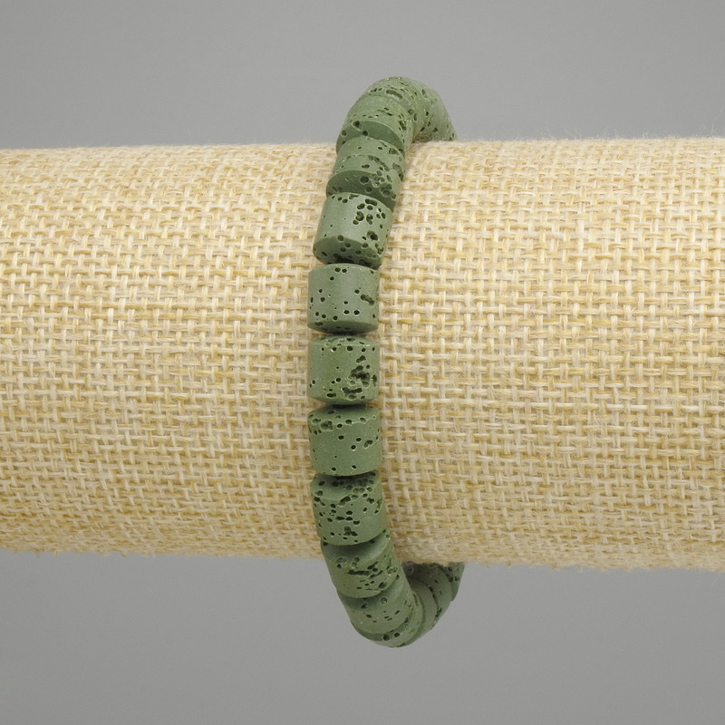 Bransoleta lawa cylindryczna, średnica 8x8mm±, kolor zielony, długość 18cm ± elastyczna