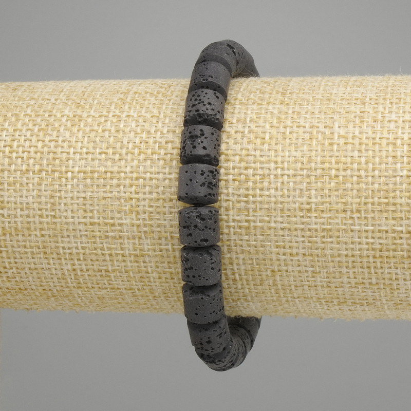 Bransoletka Lawa cylinder, średnica 8×8 mm+- kolor czarny, długość 18 cm +- elastyczna