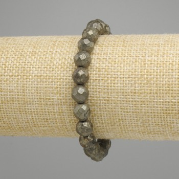 Bransoletka Piryt fasetowanykula, średnica 8 mm, długość 18 cm, elastyczna