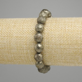 Bransoleta pirytowa, kulka fasetowana, średnica 10 mm, długość 18 cm, elastyczna