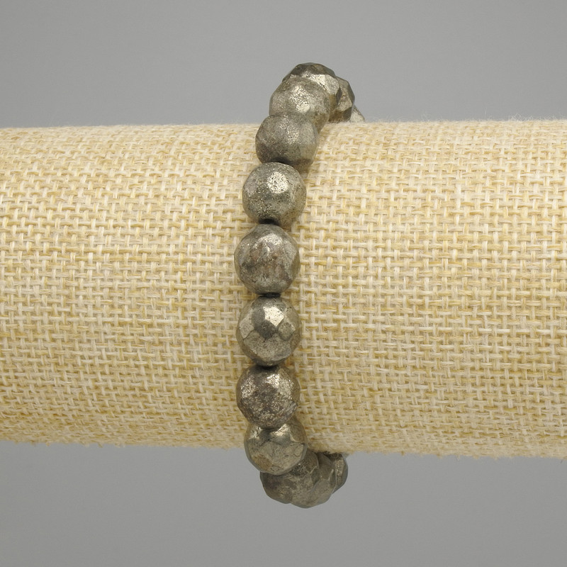 Bransoleta pirytowa, kulka fasetowana, średnica 10 mm, długość 18 cm, elastyczna