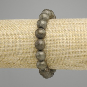 Bransoletka Pyrit kulek gładkich, średnica 10,5 mm, długość 18 cm, elastyczna