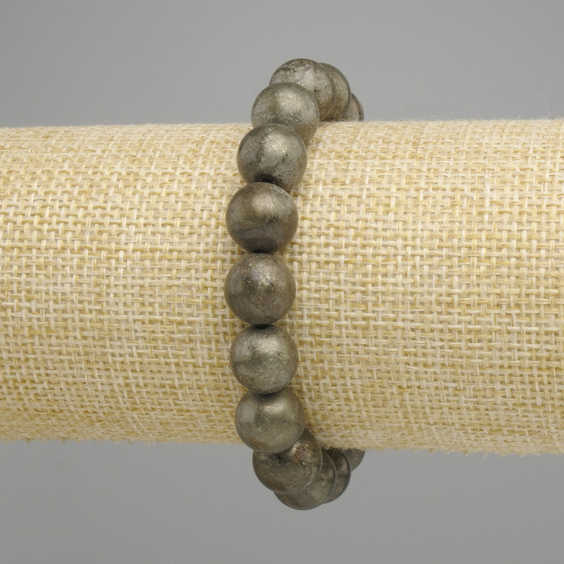 Bransoletka Pyrit kulek gładkich, średnica 10,5 mm, długość 18 cm, elastyczna