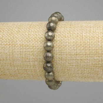 Bransoletka Pyrit kulka gładka, średnica 8,5 mm, elastyczna, długość 18 cm