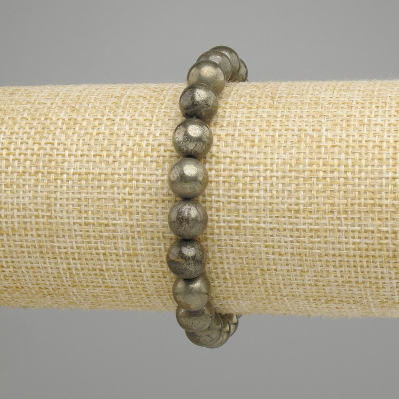 Bransoletka Pyrit kulka gładka, średnica 8,5 mm, elastyczna, długość 18 cm