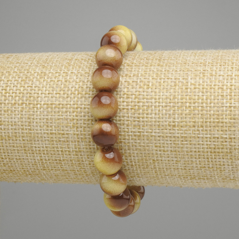 Bransoletka Oko Tygrysie (sztuczny) kule gładkie, średnica 10 mm, długość 18 cm, elastyczna