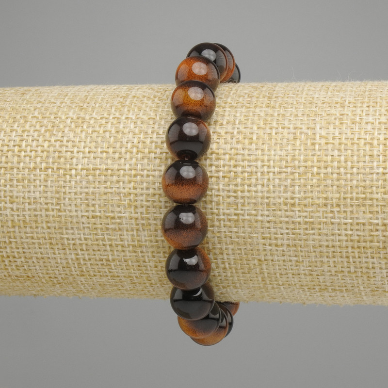 Bransoletka Tygrysie oko (jednostkowa) kule gładkie, średnica 10mm ±, długość 18cm ± elastyczna